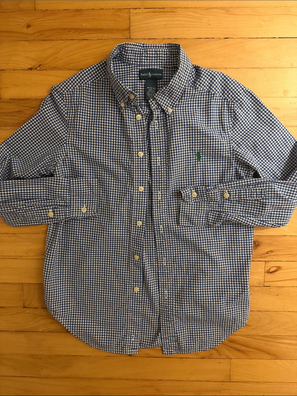Ralph Lauren Blue and White Gingham Button-Down Shirt - Kids
